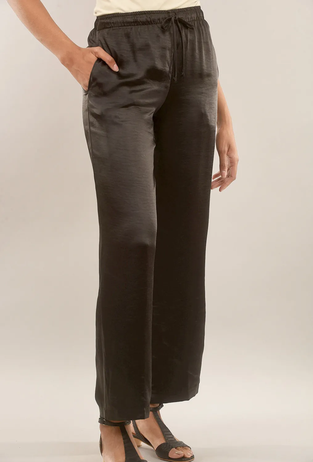 Cheap Evie Lou Sateen Pj Pants, Black