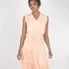 Online Evie Lou Sateen Ruffle Midi Dress, Apricot