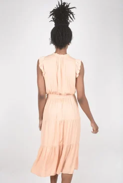Online Evie Lou Sateen Ruffle Midi Dress, Apricot