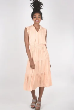 Online Evie Lou Sateen Ruffle Midi Dress, Apricot