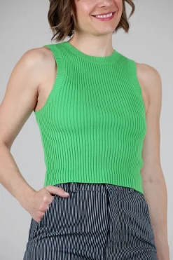 Cheap Evie Lou Sawyer Cropped Sweater Tank, Kelly Green