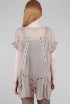 Store Evie Lou Scrolls Chiffon Blouse, Desert Taupe