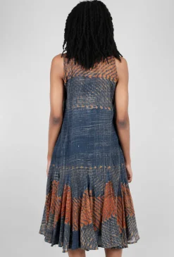 Clearance Evie Lou Sedona Dress, Blue/Rust