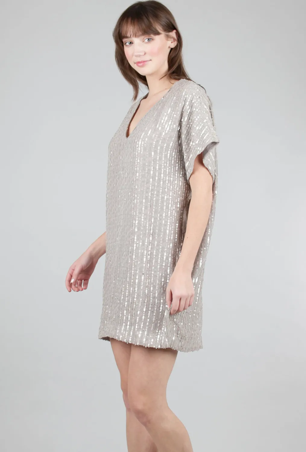 Cheap Evie Lou Sequin Stripes Mini Dress, Dove Gray