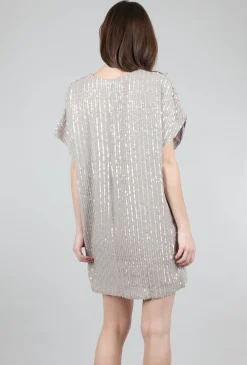 Cheap Evie Lou Sequin Stripes Mini Dress, Dove Gray