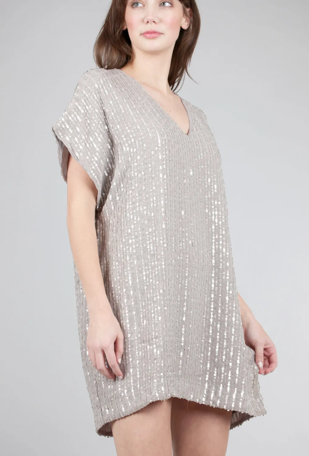 Cheap Evie Lou Sequin Stripes Mini Dress, Dove Gray