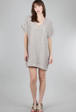 Cheap Evie Lou Sequin Stripes Mini Dress, Dove Gray