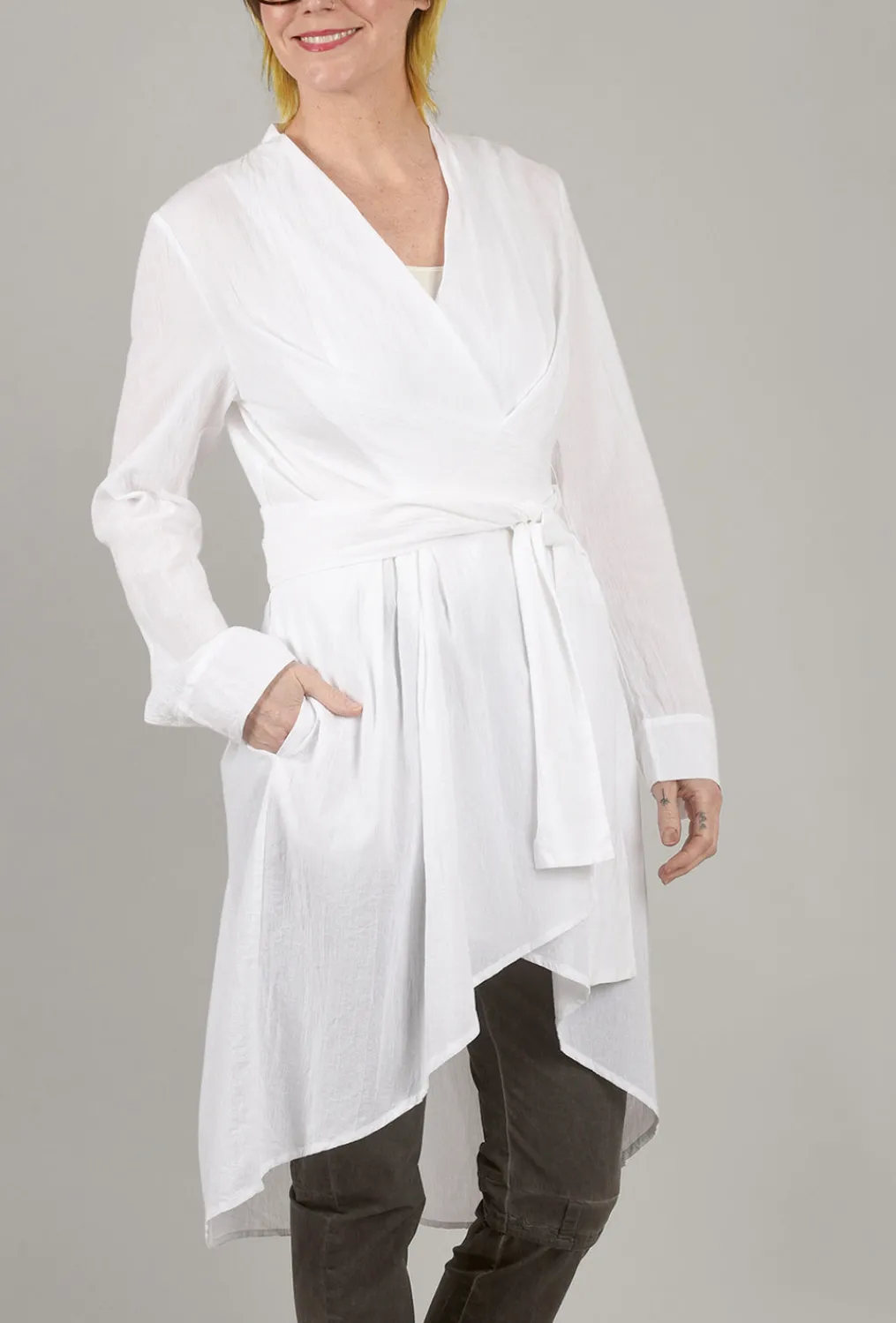 Shop Evie Lou Setya Wrap Blouse, White