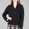 Best Sale Evie Lou Shawl Collar Boxy Top, Black