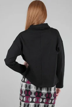 Best Sale Evie Lou Shawl Collar Boxy Top, Black