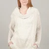 Cheap Evie Lou Sheer Shimmer Stripe Shirt, Cream