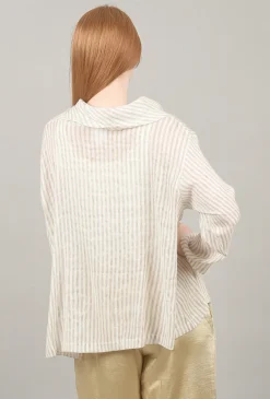 Cheap Evie Lou Sheer Shimmer Stripe Shirt, Cream