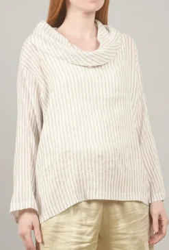 Cheap Evie Lou Sheer Shimmer Stripe Shirt, Cream