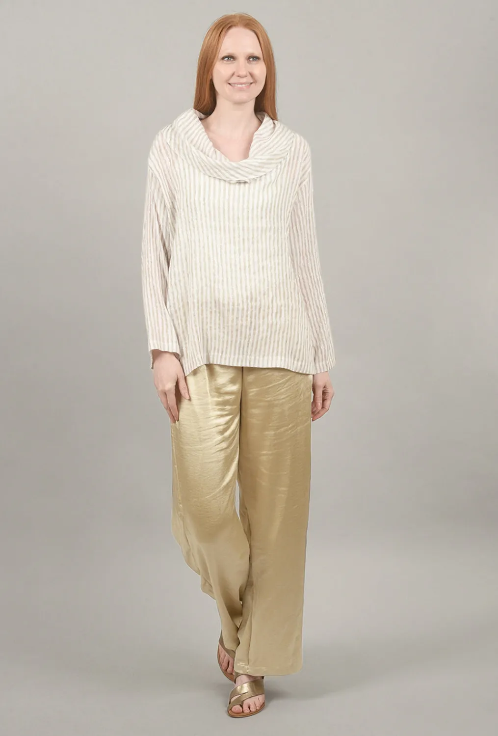 Cheap Evie Lou Sheer Shimmer Stripe Shirt, Cream