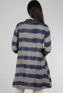 Fashion Evie Lou Shibori Stripe Jacket, Gray/Blue
