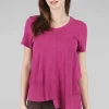 Outlet Evie Lou Shifted Rib-Hem Crew, Berries