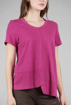 Outlet Evie Lou Shifted Rib-Hem Crew, Berries