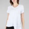 Clearance Evie Lou Shifted Rib-Hem Crew, White