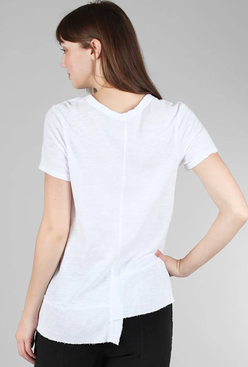 Clearance Evie Lou Shifted Rib-Hem Crew, White