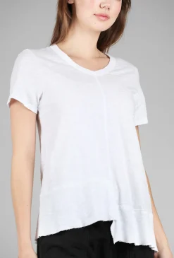 Clearance Evie Lou Shifted Rib-Hem Crew, White