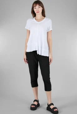 Clearance Evie Lou Shifted Rib-Hem Crew, White