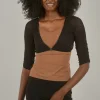 Sale Evie Lou Shirred Mesh 3/4-Sleeve Sleevey Wonder, Black