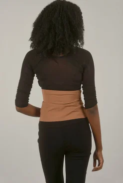 Sale Evie Lou Shirred Mesh 3/4-Sleeve Sleevey Wonder, Black