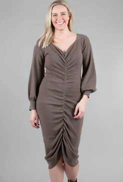 Cheap Evie Lou Shirred Sweater Dress, Umber