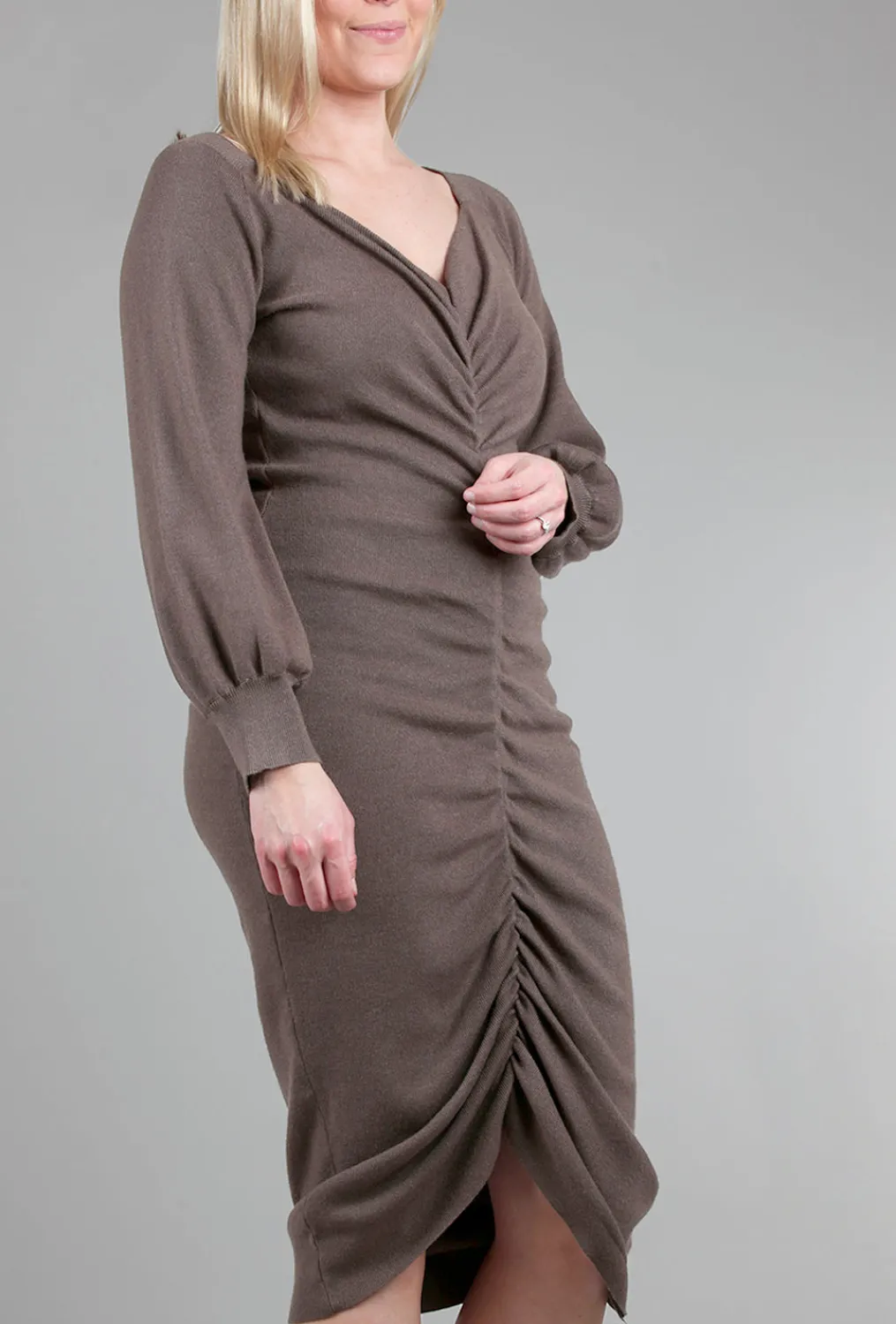 Cheap Evie Lou Shirred Sweater Dress, Umber