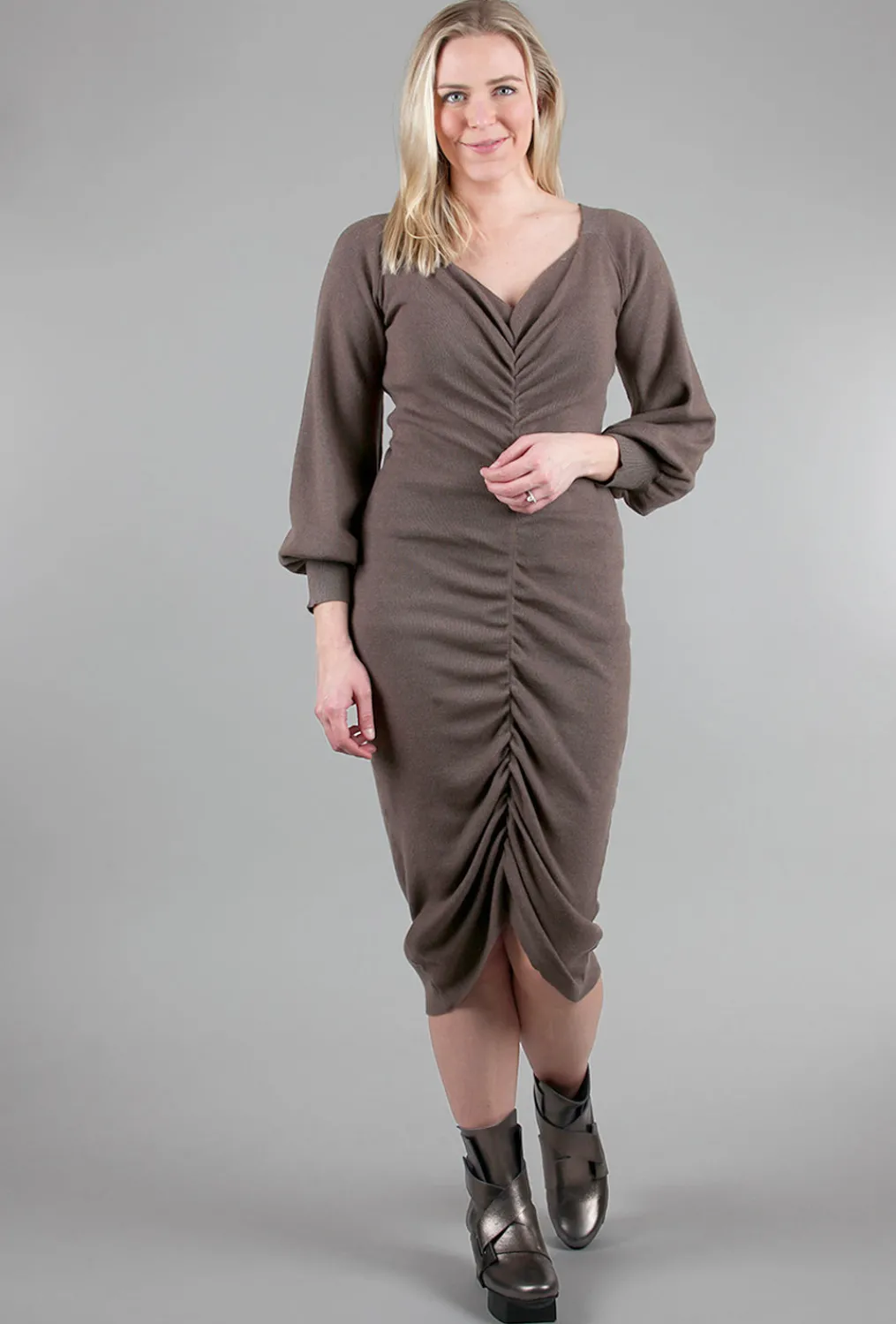 Cheap Evie Lou Shirred Sweater Dress, Umber