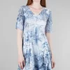 Cheap Evie Lou Short Flounce-Sleeve Sketch Dress, Indigo
