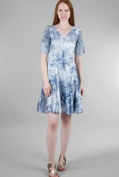 Cheap Evie Lou Short Flounce-Sleeve Sketch Dress, Indigo