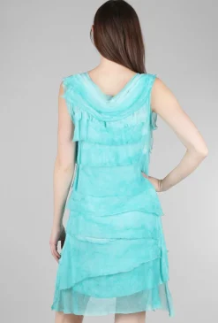 Clearance Evie Lou Short Tattered Tiers Dress, Aqua