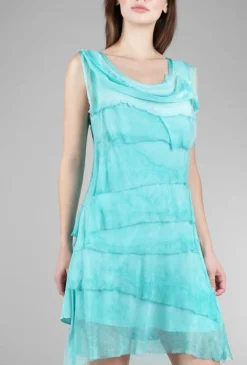 Clearance Evie Lou Short Tattered Tiers Dress, Aqua