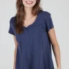 Discount Evie Lou Shrunken Placket Tee, Midnight Navy