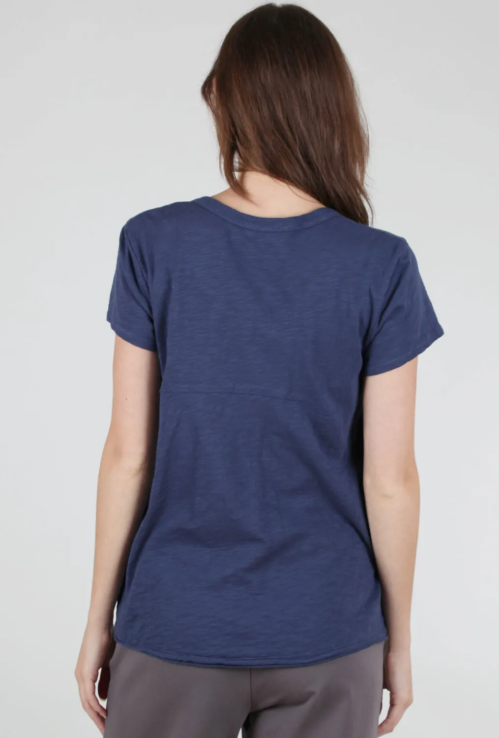 Discount Evie Lou Shrunken Placket Tee, Midnight Navy