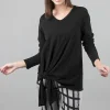 Cheap Evie Lou Side-Tie Long-Sleeve Tee, Black