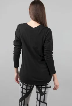 Cheap Evie Lou Side-Tie Long-Sleeve Tee, Black