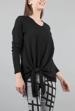 Cheap Evie Lou Side-Tie Long-Sleeve Tee, Black