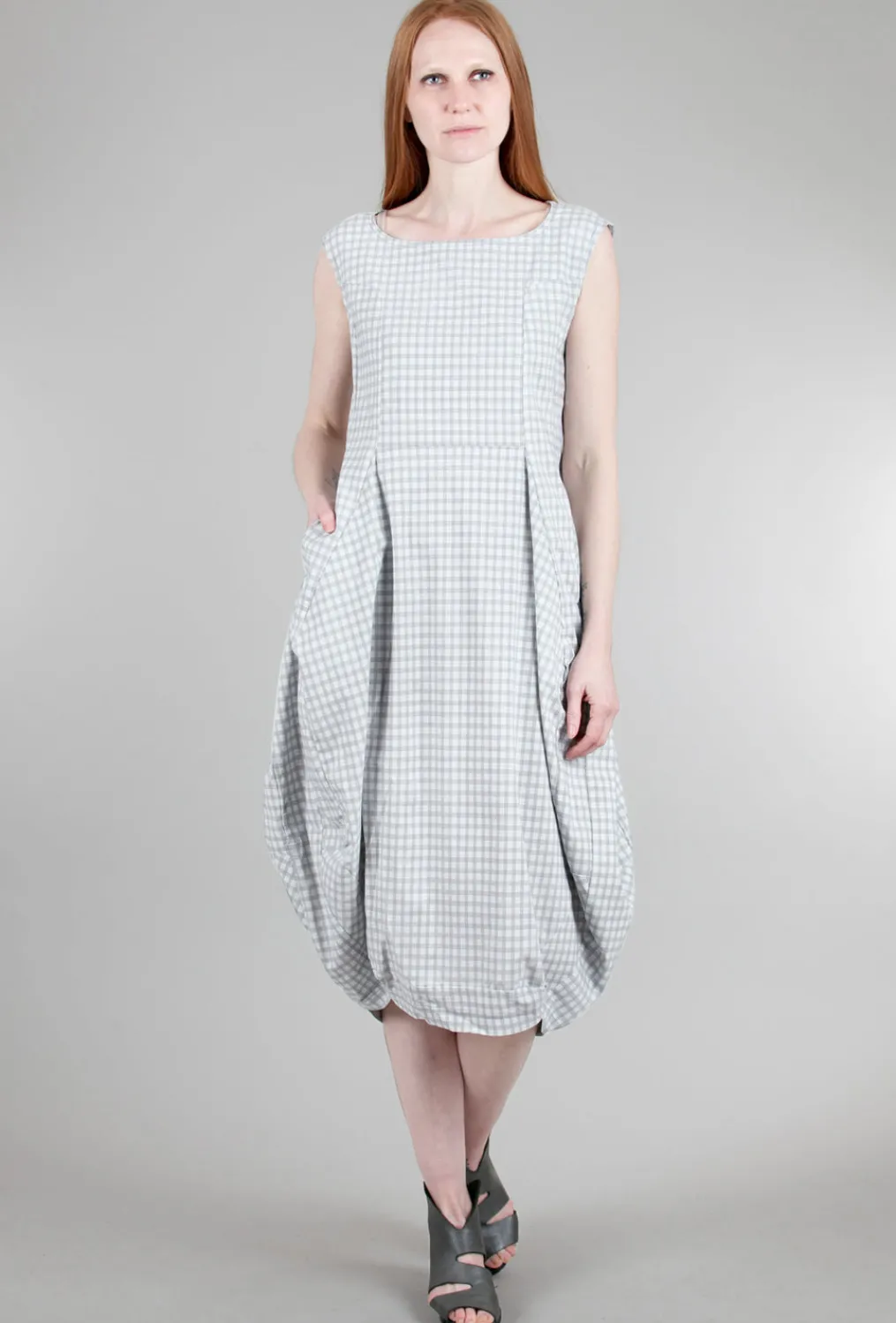 Best Sale Evie Lou Sig Stretch Lantern Dress, Water Check