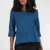 Best Sale Evie Lou Signature Deep-Hem Tee, Baltic Blue