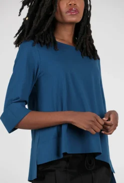 Best Sale Evie Lou Signature Deep-Hem Tee, Baltic Blue