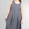 Hot Evie Lou Silk-Linen Crinkle Tank Dress, Slate