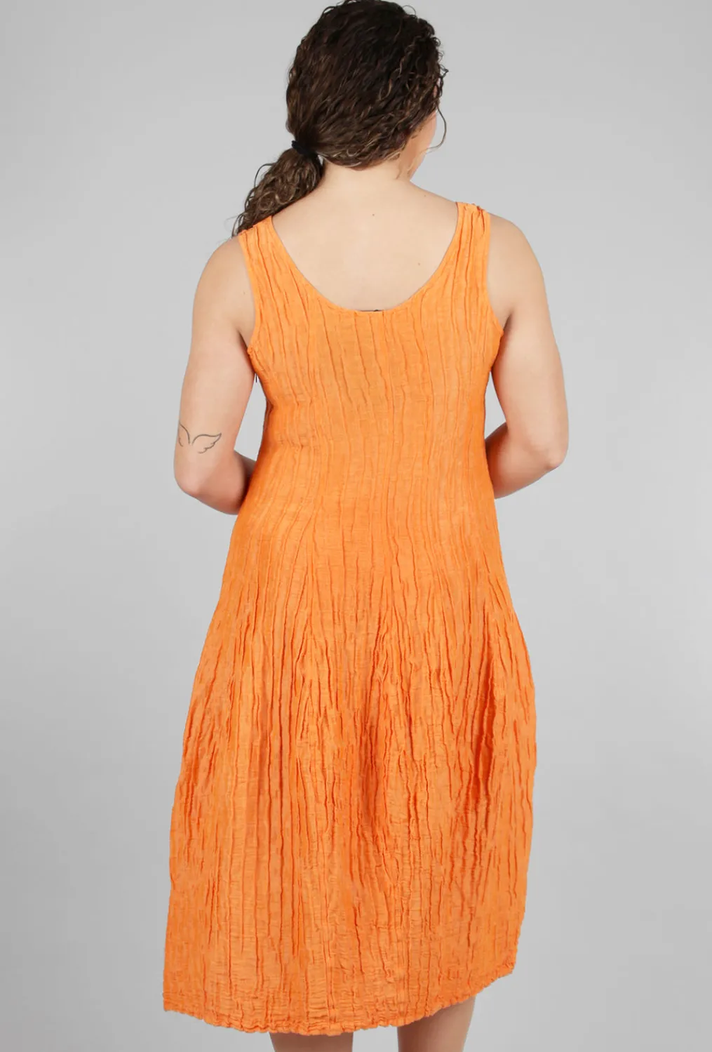 Flash Sale Evie Lou Silk-Linen Crinkle Tank Dress, Orange