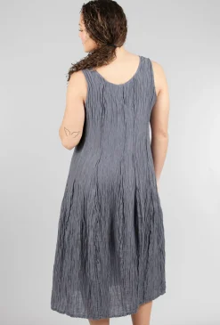 Hot Evie Lou Silk-Linen Crinkle Tank Dress, Slate
