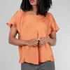 Shop Evie Lou Silky Flutter-Sleeve Top, Orange