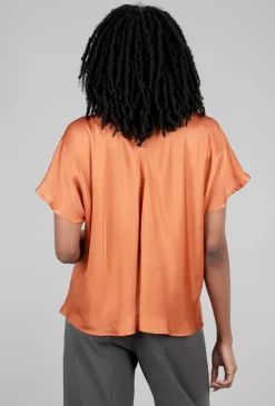 Shop Evie Lou Silky Flutter-Sleeve Top, Orange