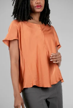 Shop Evie Lou Silky Flutter-Sleeve Top, Orange