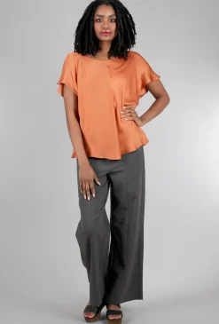 Shop Evie Lou Silky Flutter-Sleeve Top, Orange