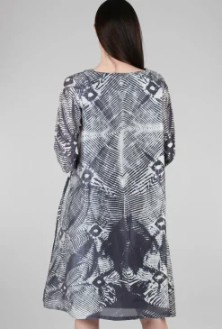 Shop Evie Lou Silky Shibori Dye Dress, Black/Ivory